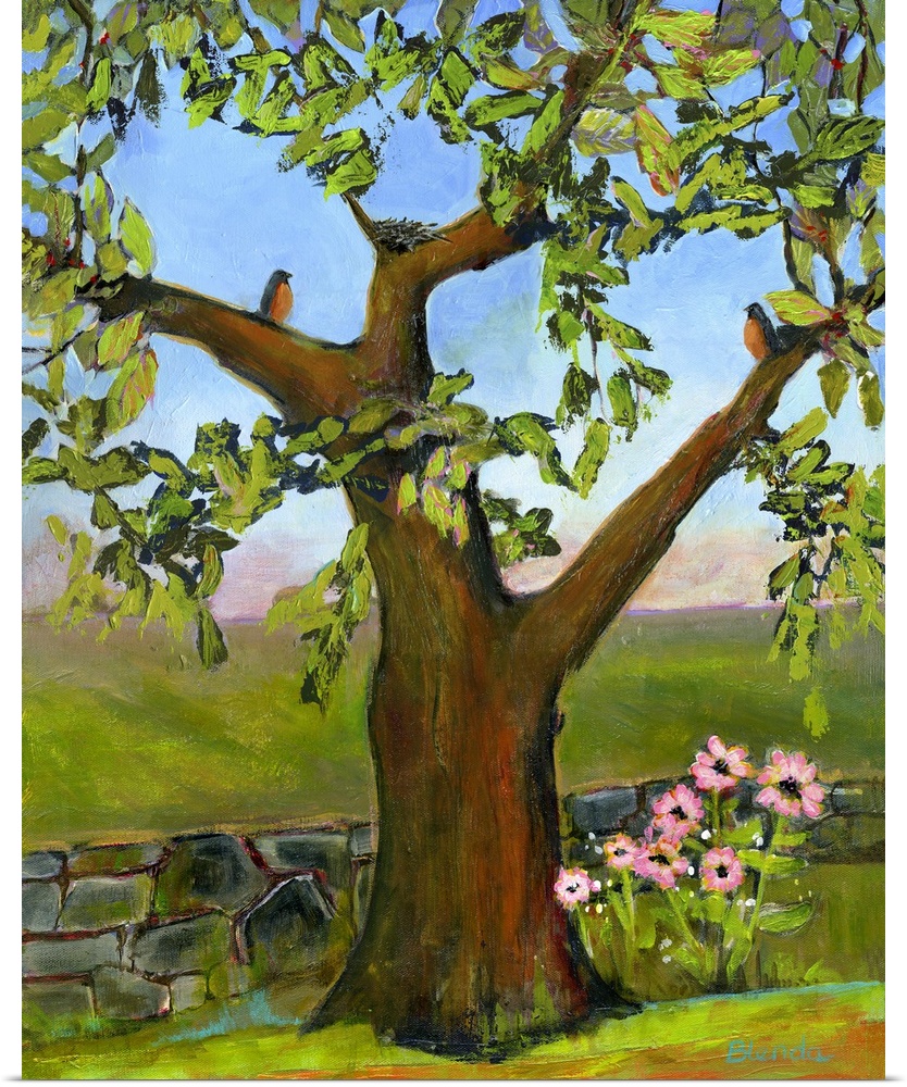 Lighthearted contemporary painting of a tree.