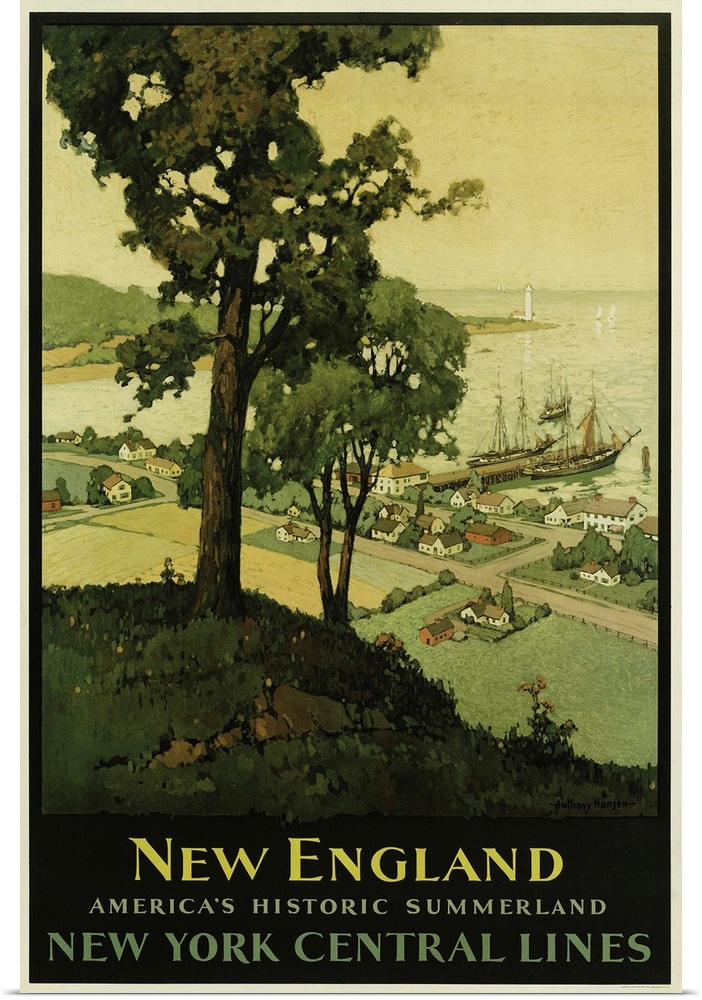New England via New York Central Lines - Vintage Travel Advertisement