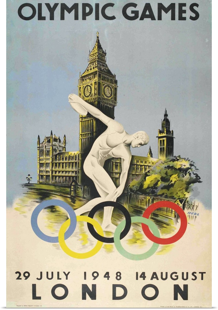 Vintage poster advertisement for Official Poster for London Olympic Games 1948 Walter Herz.