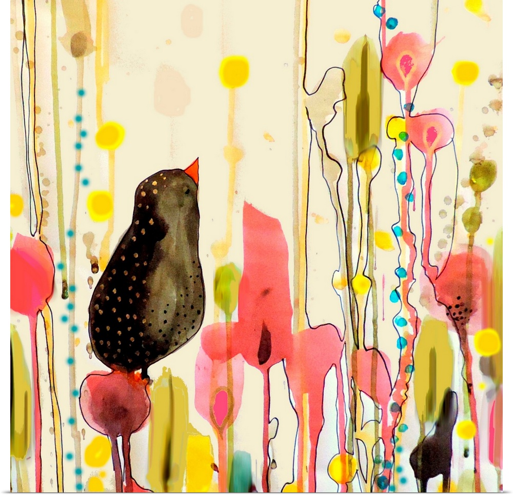 Colorful contemporary minimalist artwork incorporating nature.