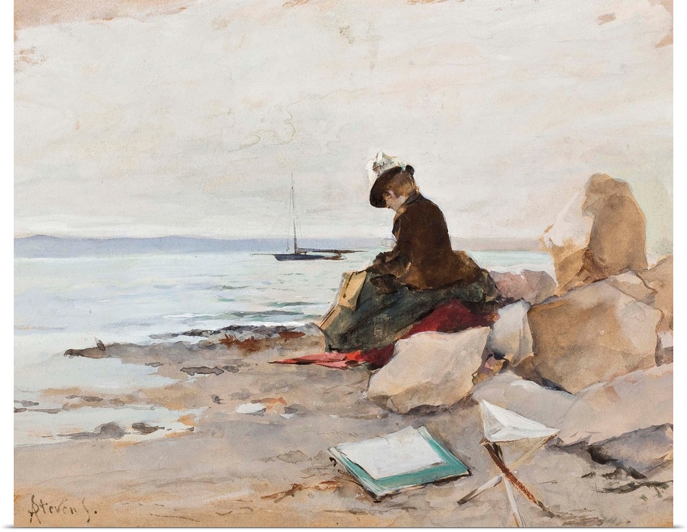 Painter At The Beach by Albert Stevens