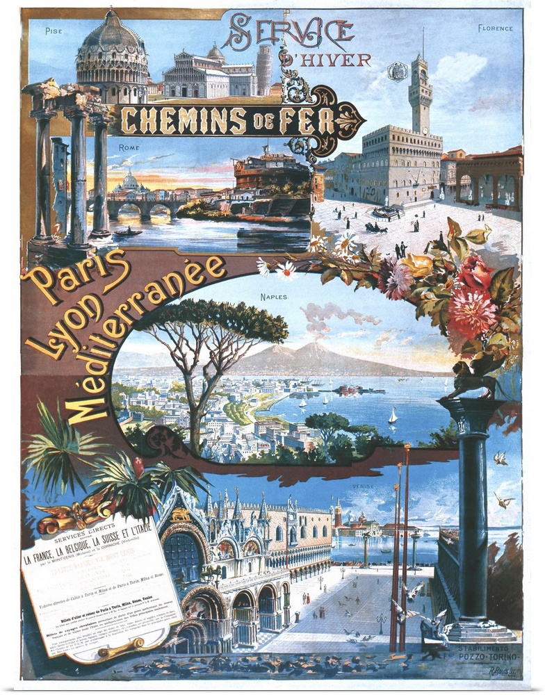 Vintage travel advertisement for Lyon, France.