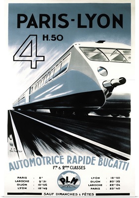 Paris, Lyon, Railway Travel Poster