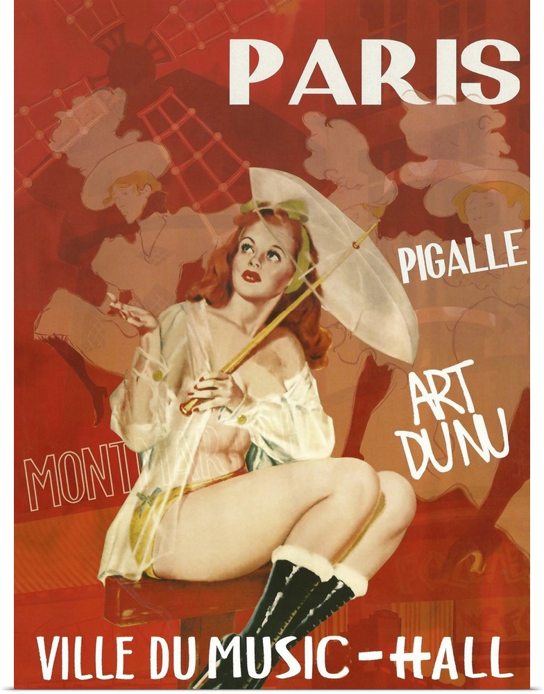 Paris Music Hall, Ville du Music-Hall, vintage Paris poster