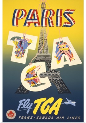 Paris via Trans-Canada Air - Vintage Travel Advertisement