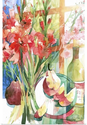 Pears and Gladiolas