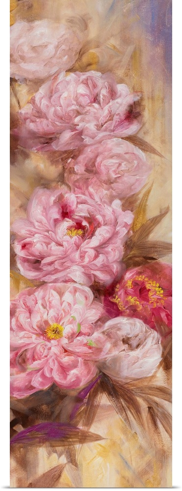 Contemporary painting of a group of peonies.