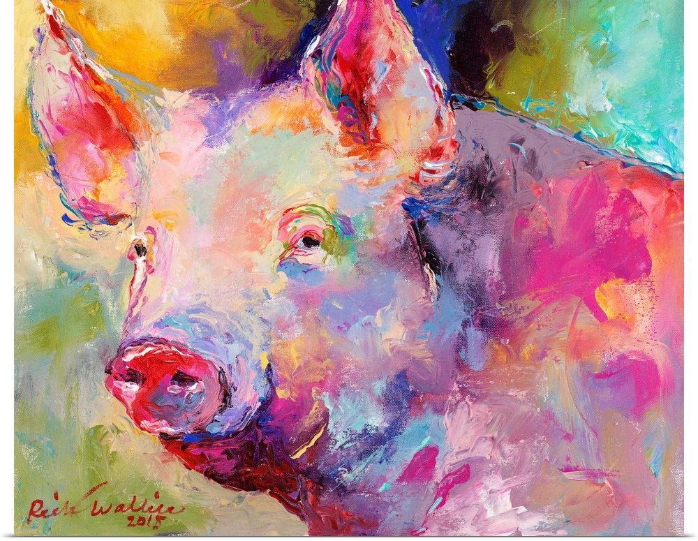 Abstract portrait of a pig created with warm hues.