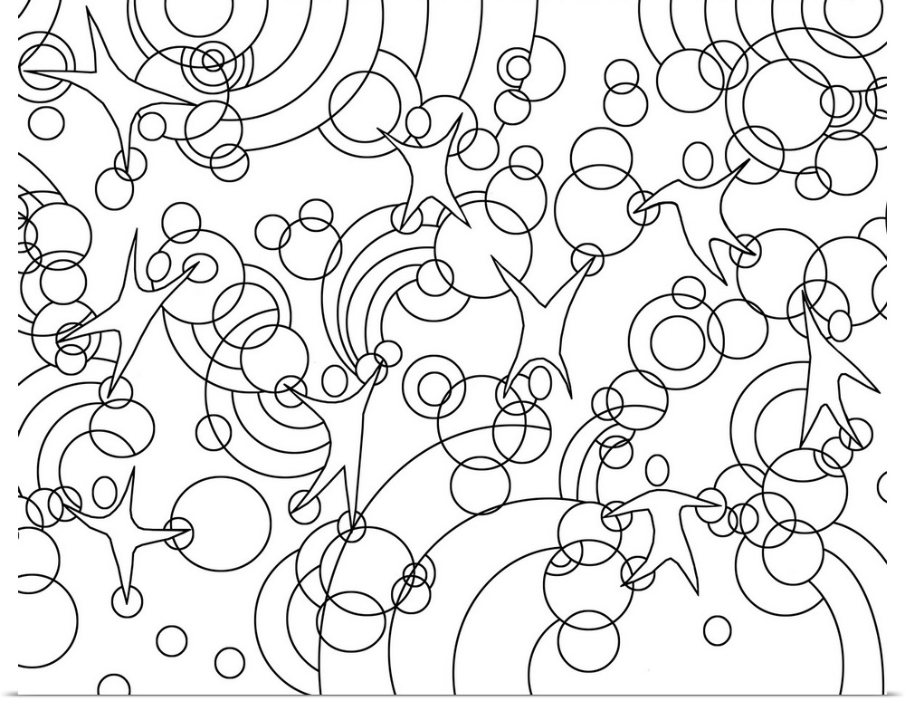 Black and white line art of a group of bubbly shapes.