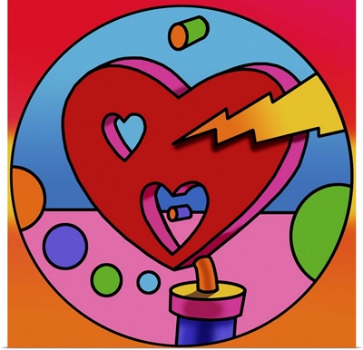 Pop Art Lightning Heart Circle