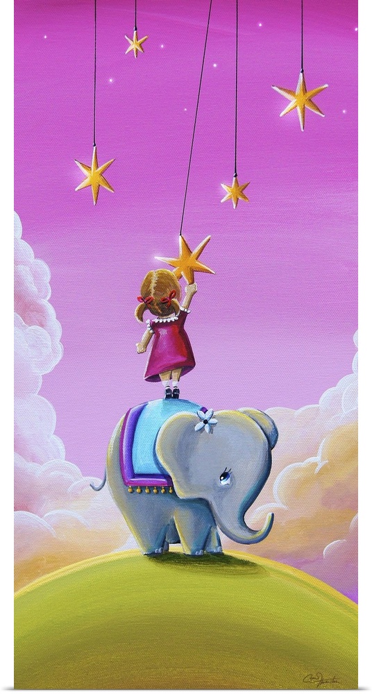 Whimsical contemporary painting using soft subtle colors and dreamlike themes.