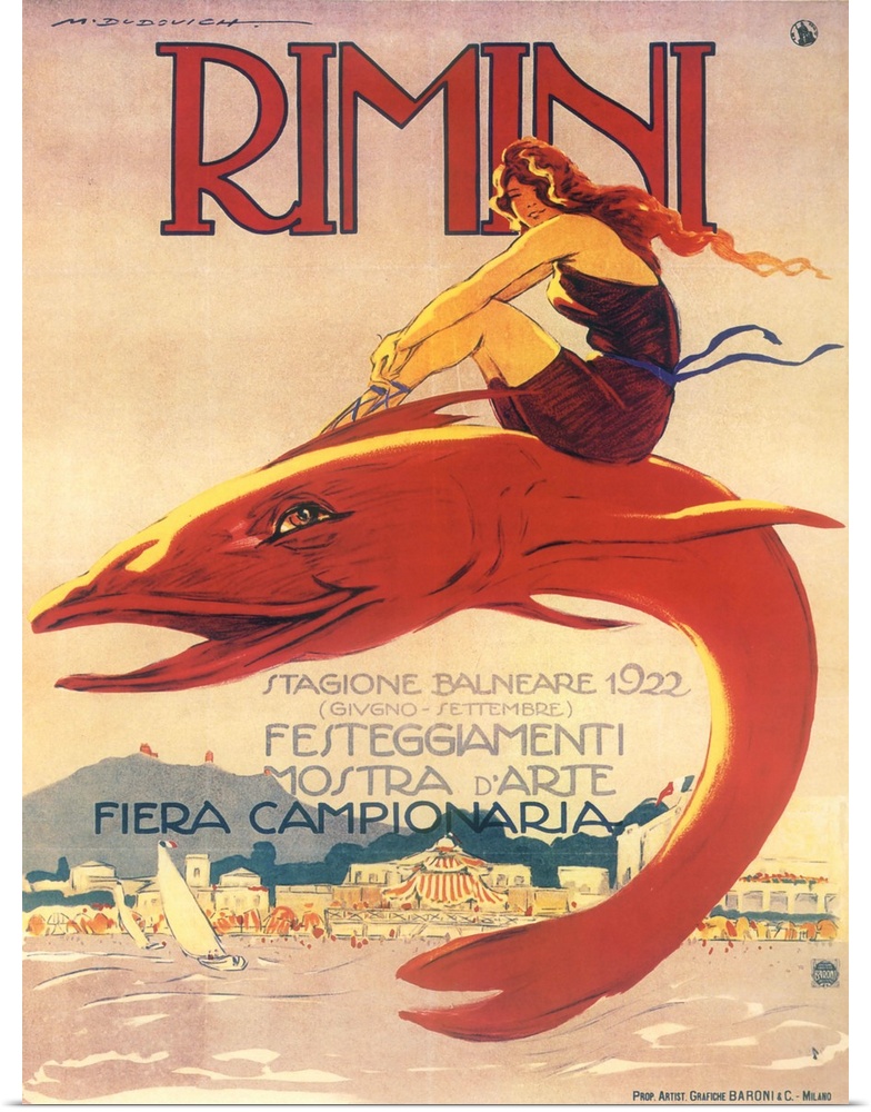 Vintage poster advertisement for Rimini.