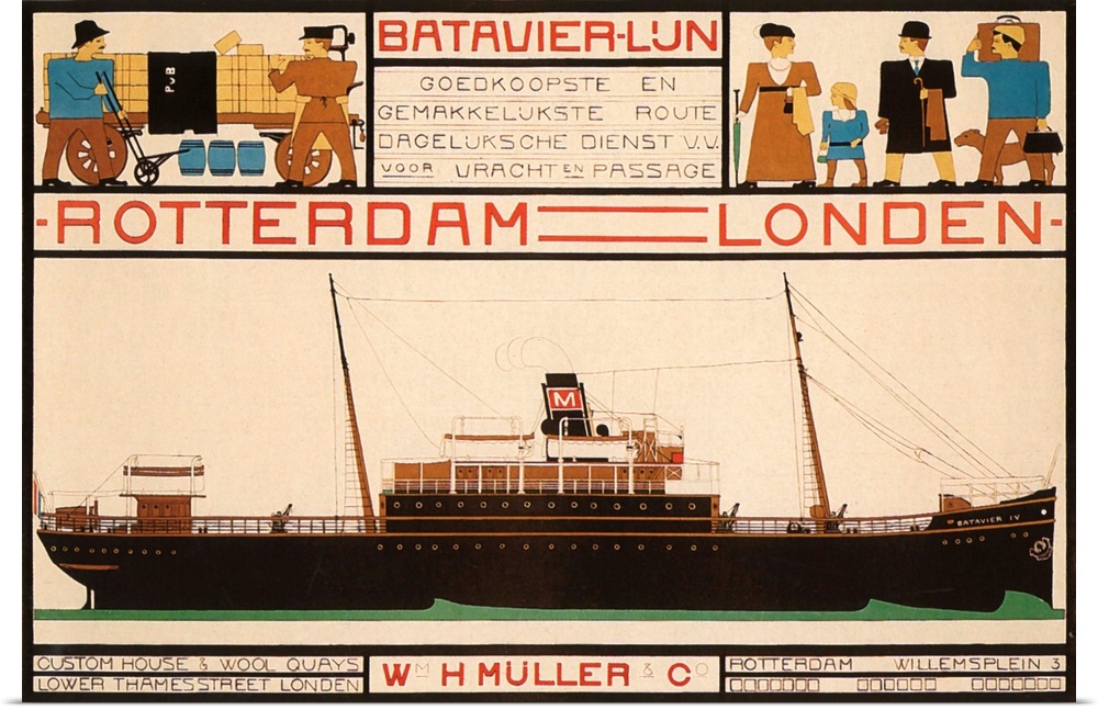Vintage poster advertisement for Rotterdam London Travel.