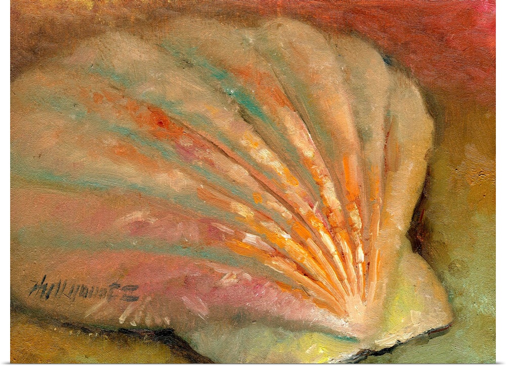 Contemporary still-life painting of a scallop shell.