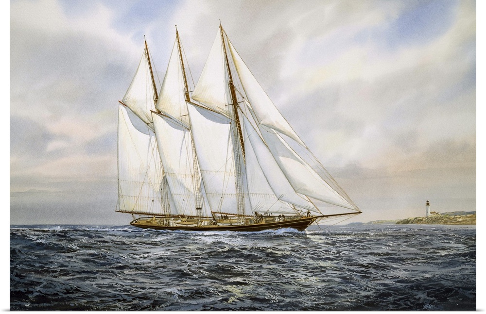 Contemporary painting of a ship sailing the open sea.