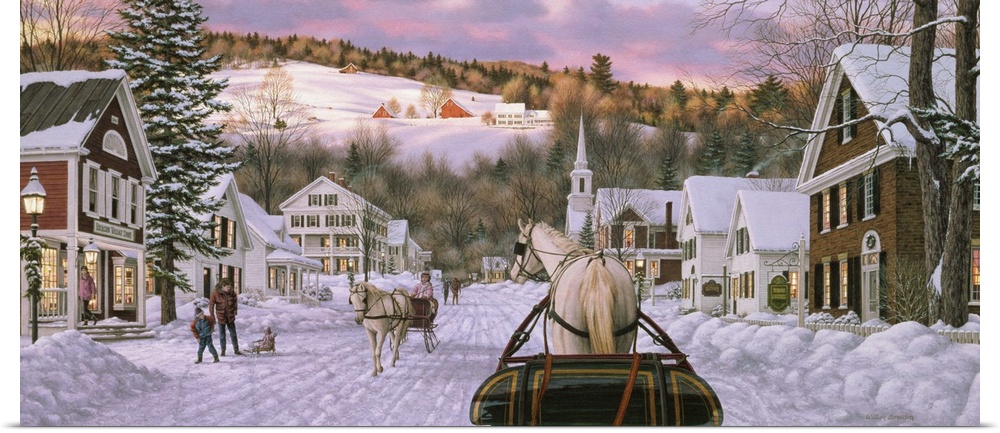 New England landscape winter holiday.
