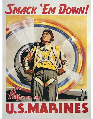 Smack 'Em Down! - Vintage Marines Poster