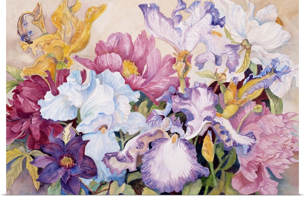 Colorful contemporary painting of a bouquet of flowers.
