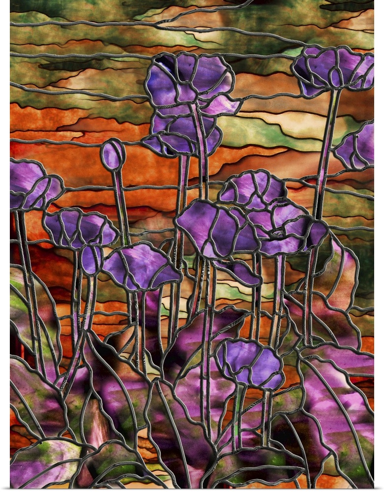 Stained Glass Poppies, stained glass effect