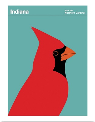 State Posters - Indiana State Bird: Northern Cardinal