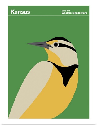 State Posters - Kansas State Bird: Western Meadowlark