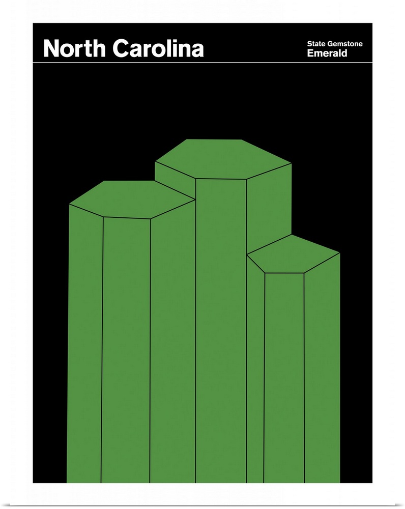 State Posters - North Carolina State Gemstone: Emerald