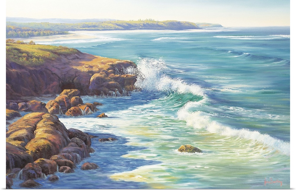 Contemporary painting of a coastal landscape.