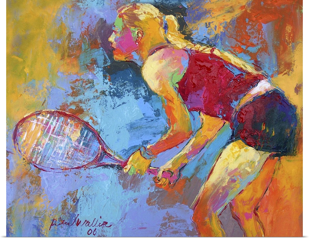 Contemporary vibrant colorful painting of a tennis player.