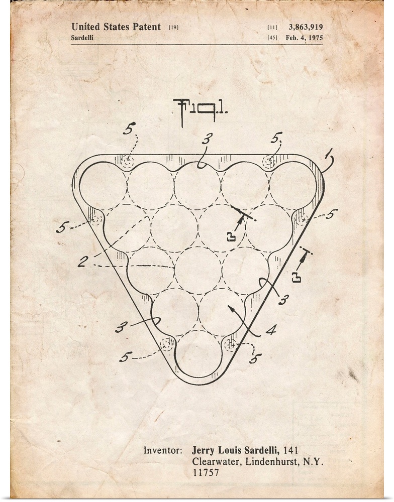 Vintage Parchment Billiard Ball Rack Patent Poster