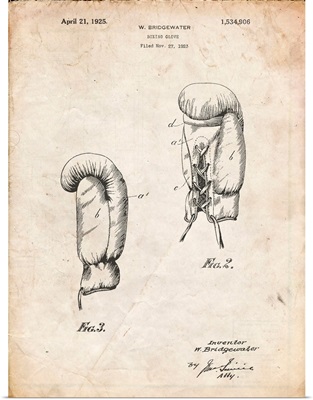 Vintage Parchment Boxing Glove 1925 Patent Poster