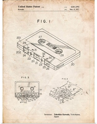 Vintage Parchment Cassette Tape Patent Poster
