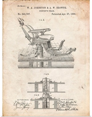 Vintage Parchment Dentist Chair Patent Poster