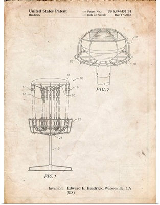 Vintage Parchment Disc Golf Basket Patent Poster