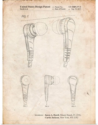 Vintage Parchment Ear Buds Patent Poster