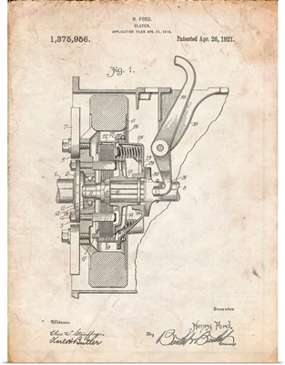 Vintage Parchment Ford Clutch Patent Poster