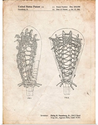Vintage Parchment Lacrosse Stick Patent Poster