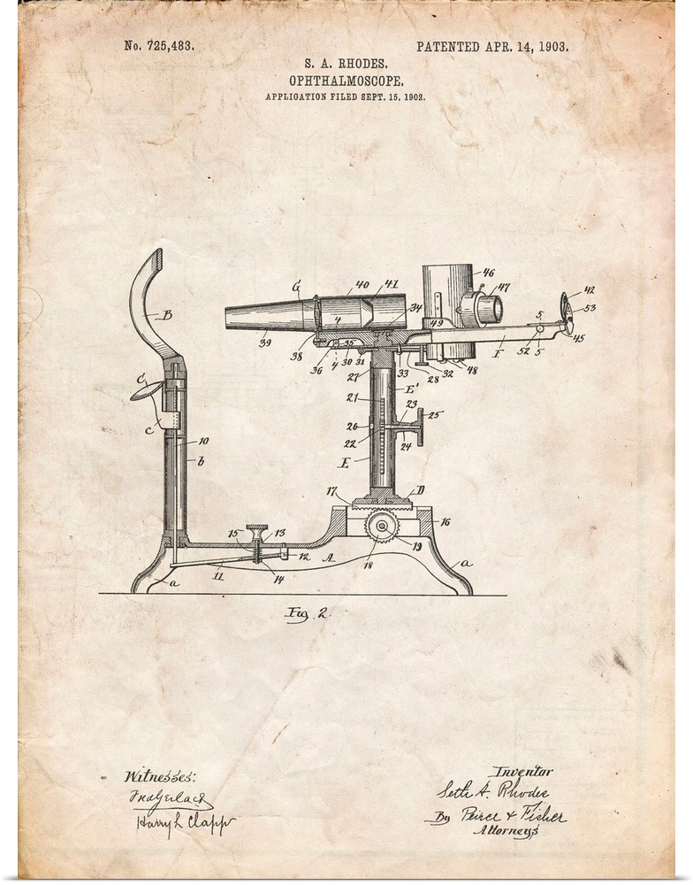 Vintage Parchment Ophthalmoscope Patent