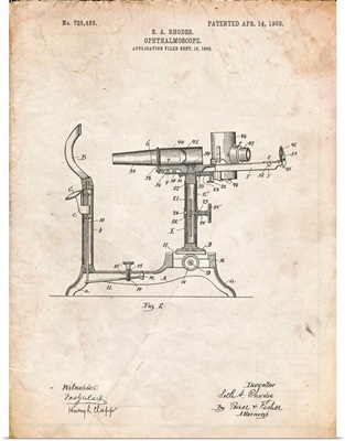 Vintage Parchment Ophthalmoscope Patent