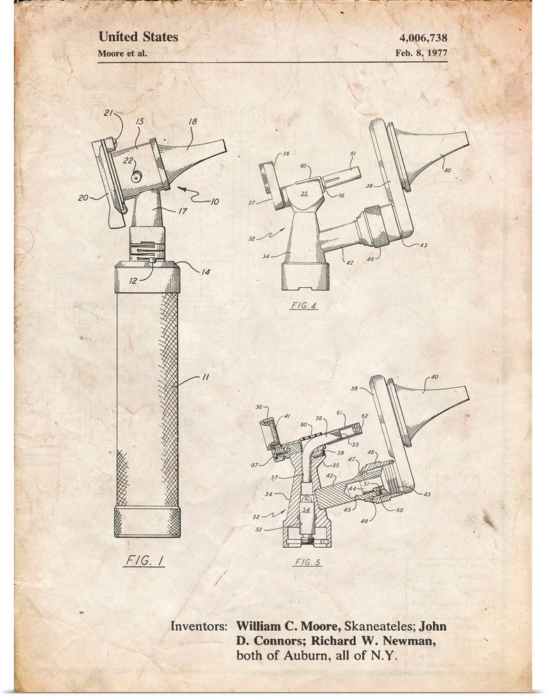 Vintage Parchment Otoscope Patent Print