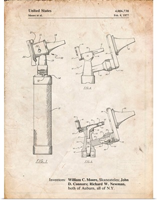 Vintage Parchment Otoscope Patent Print