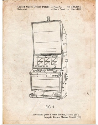 Vintage Parchment Slot Machine Patent Poster