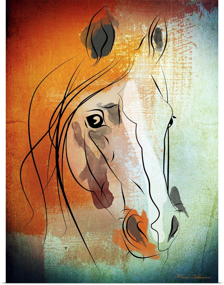 Contemporary artwork of a portrait of a horse.