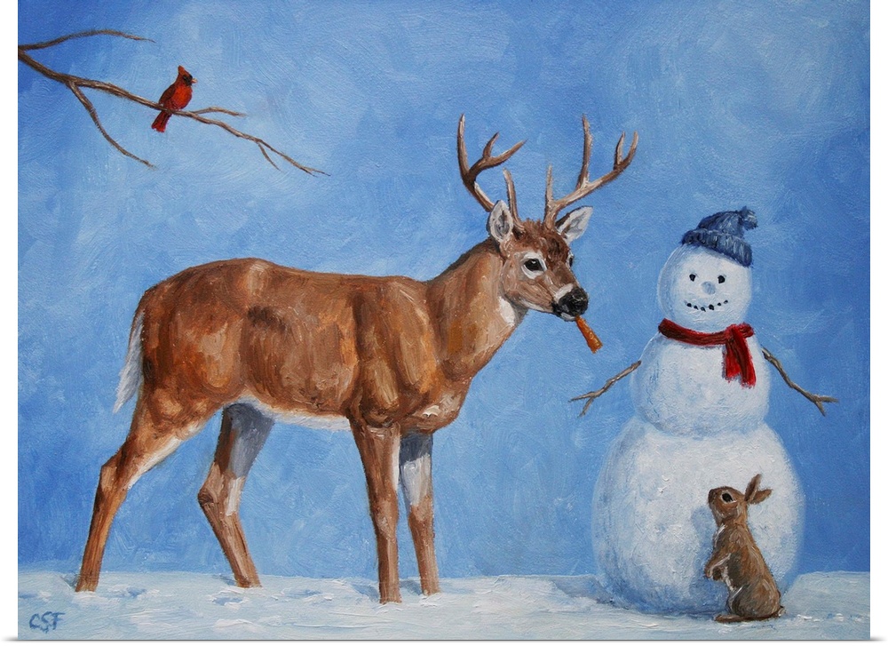 Reindeer, Snowman, bird, rabbitChristmas