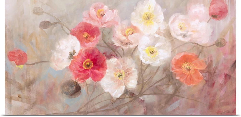 Contemporary painting of a group of poppies.