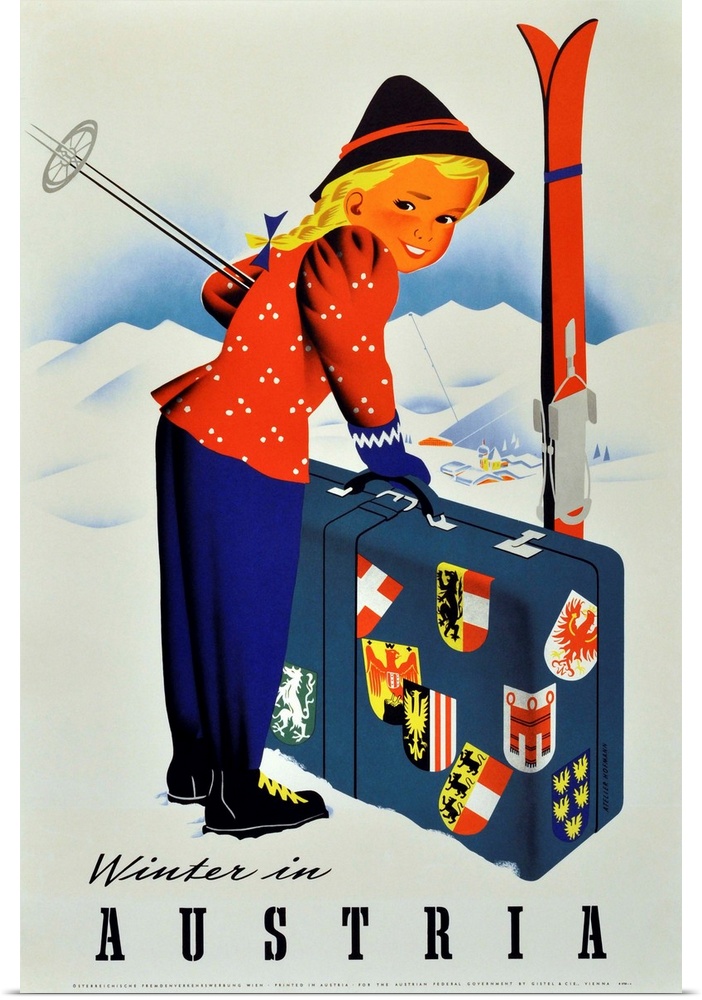Vintage poster advertisement for Winter Austria.
