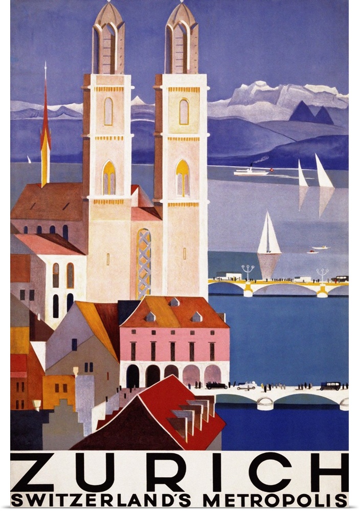 Vintage poster advertisement for Zurich.