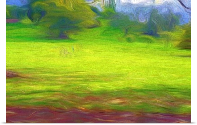 Abstract photograph of a green field that has a painterly look.