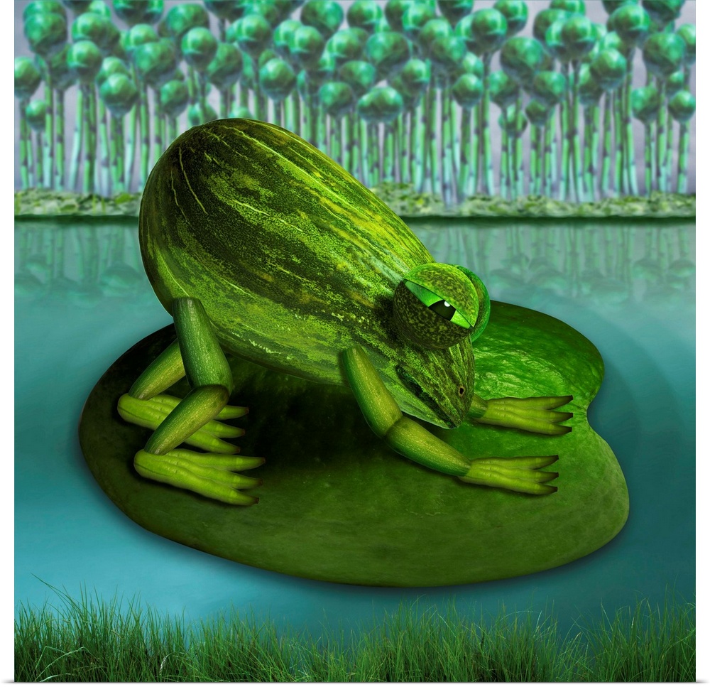 For all yoga fans who relate to downward dog, here is downward frog, on a water lily.