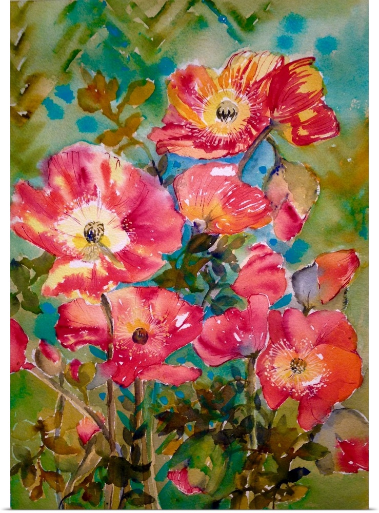 Red poppies that I found irresistible at the markets and had to paint.