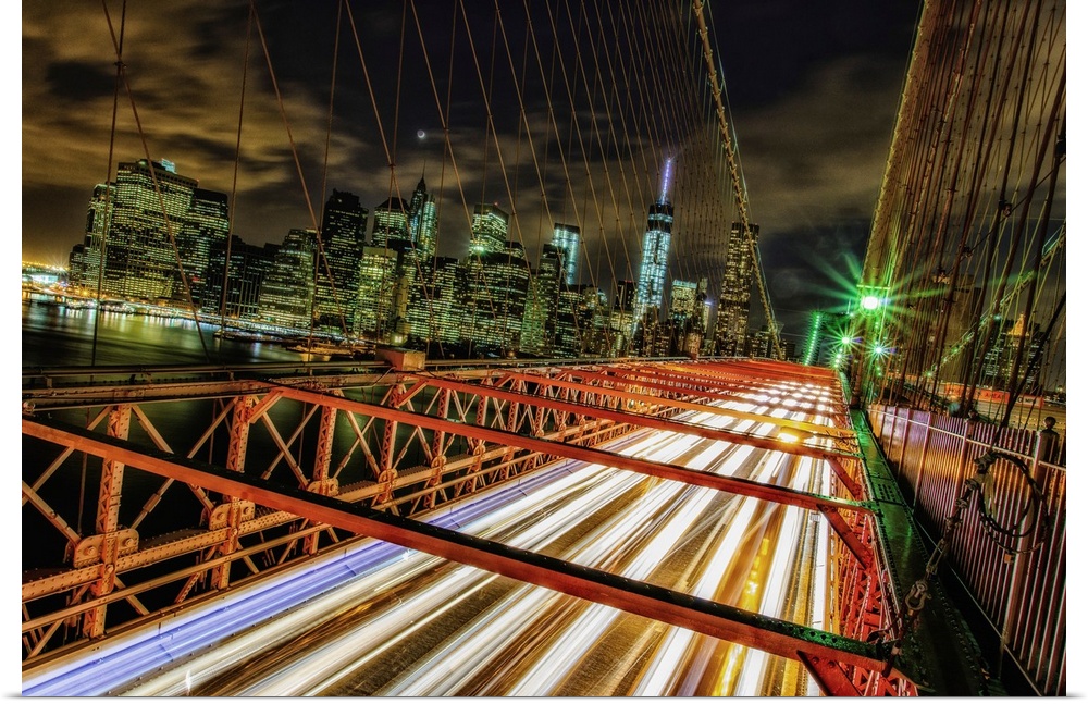 Brooklyn Bridge And Lower Manhattan At Night
